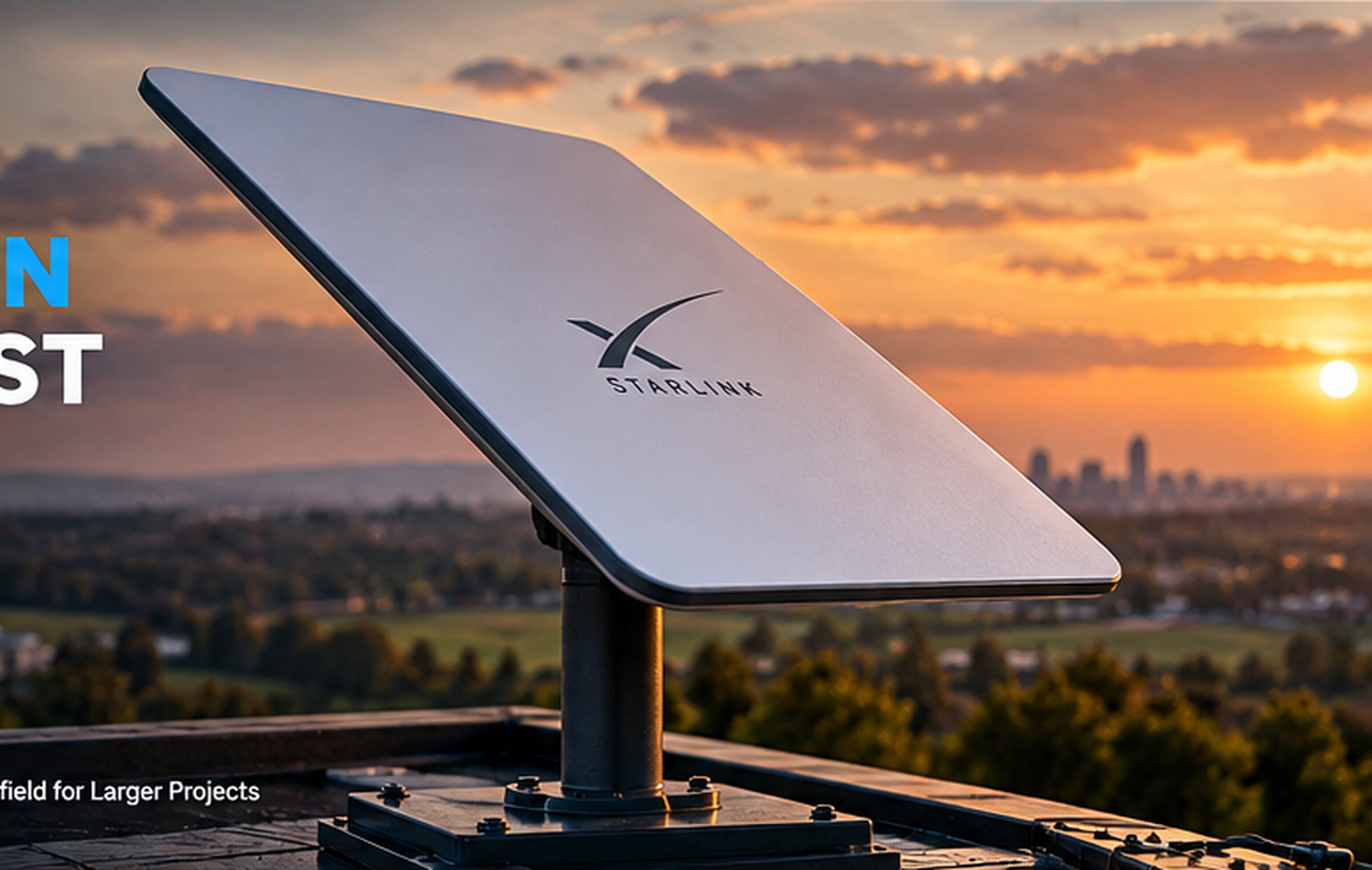 Professionally installed Starlink satellite dish